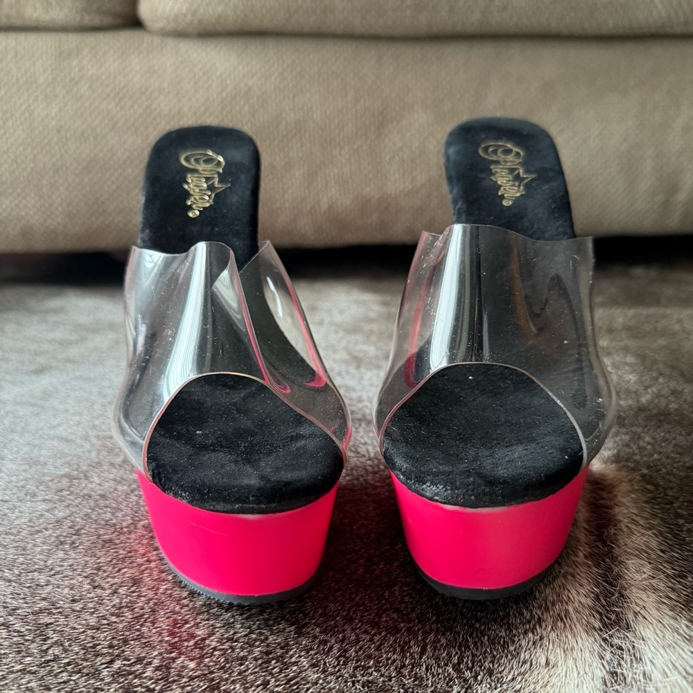Adore-701UV Pink Platform Mules - Picture 2 of 9